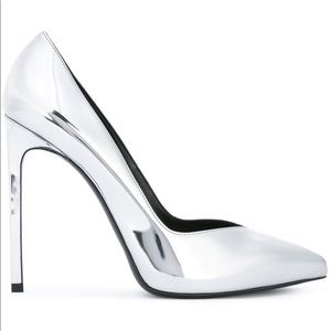 Saint Laurent “Paris” Metallic Silver Pumps
